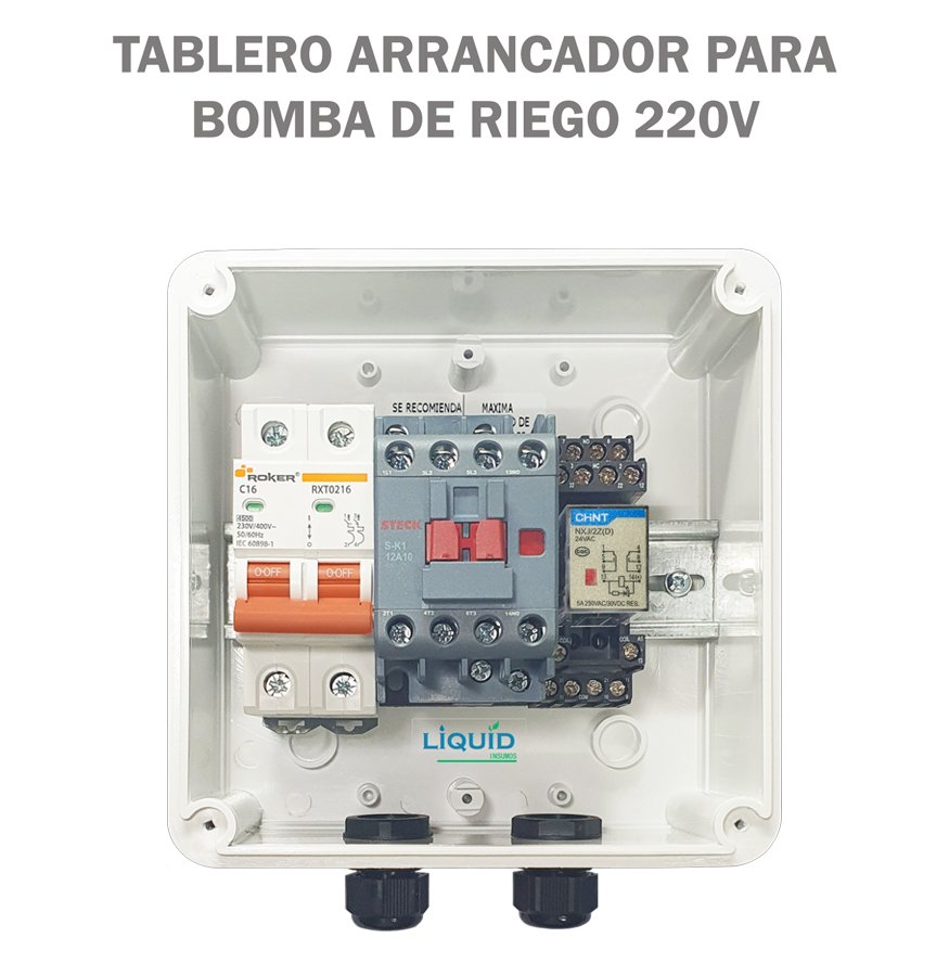 Interior del arrancador de bomba completo con protecciones