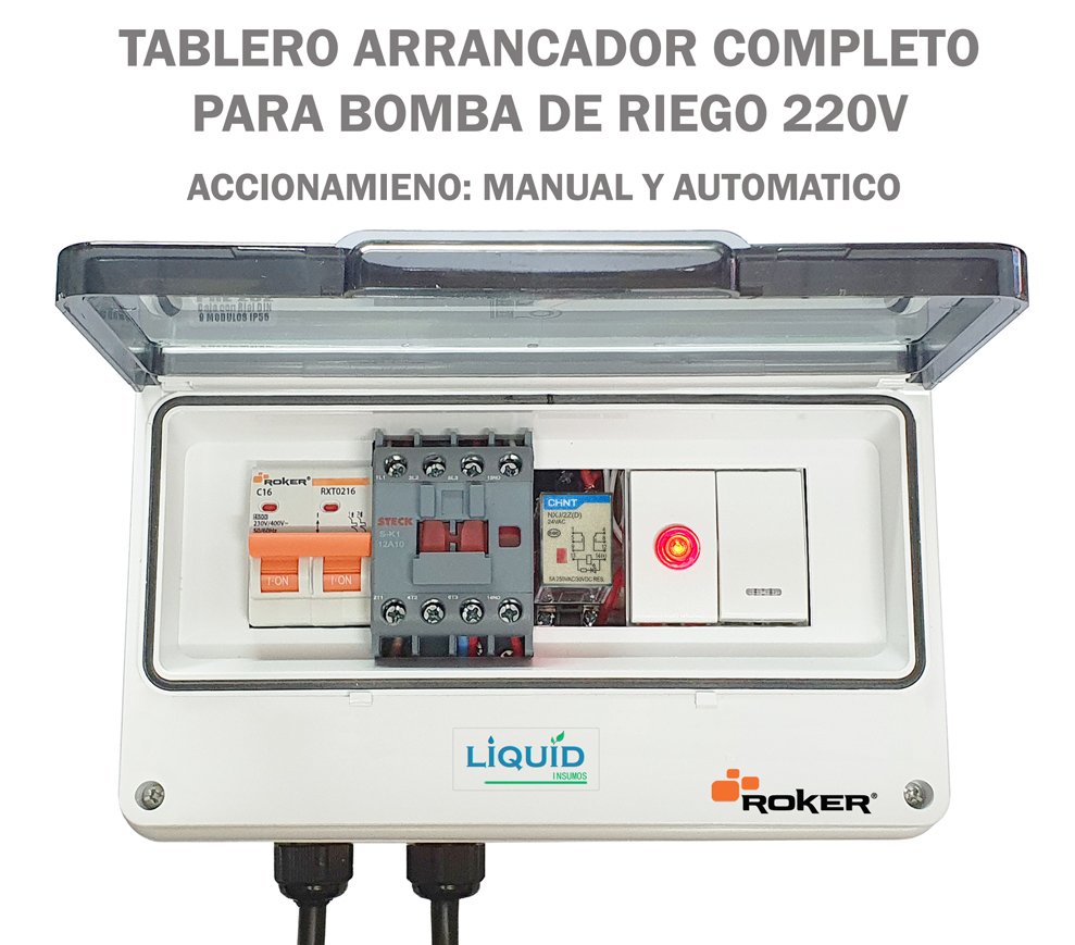 Arrancador de Bomba 220V con accionamiento manual vista frontal
