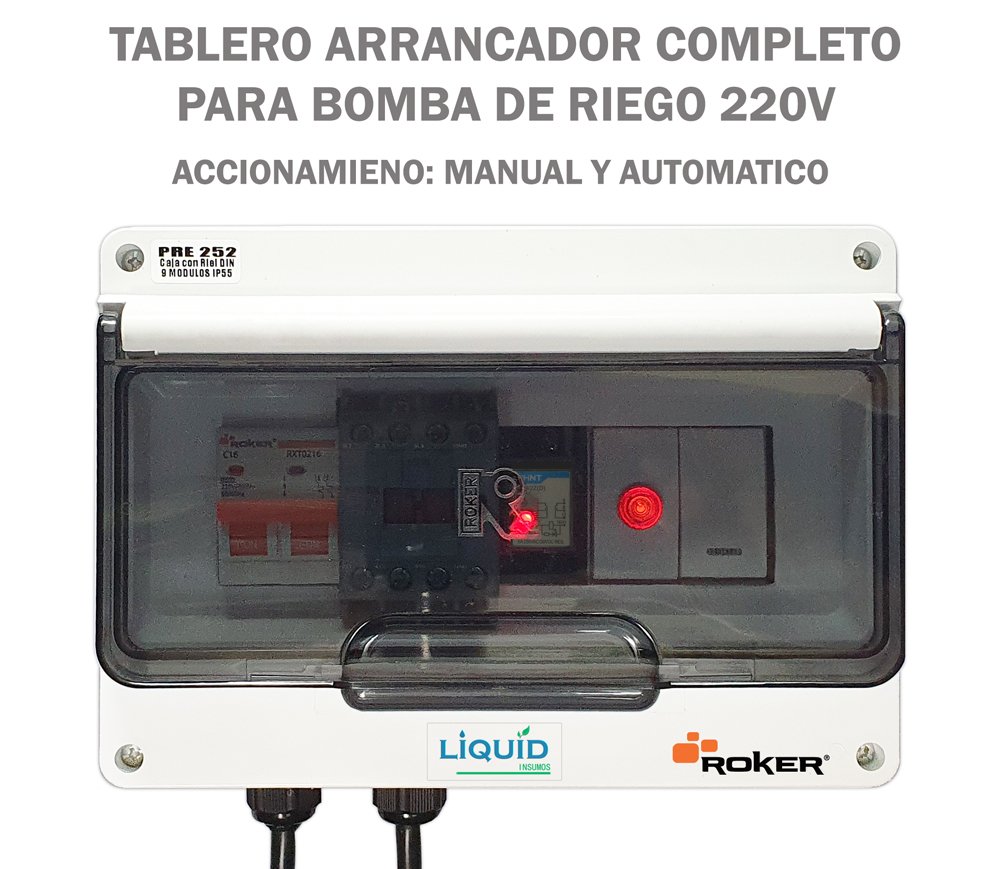 Arrancador de Bomba 220V con accionamiento manual vista lateral