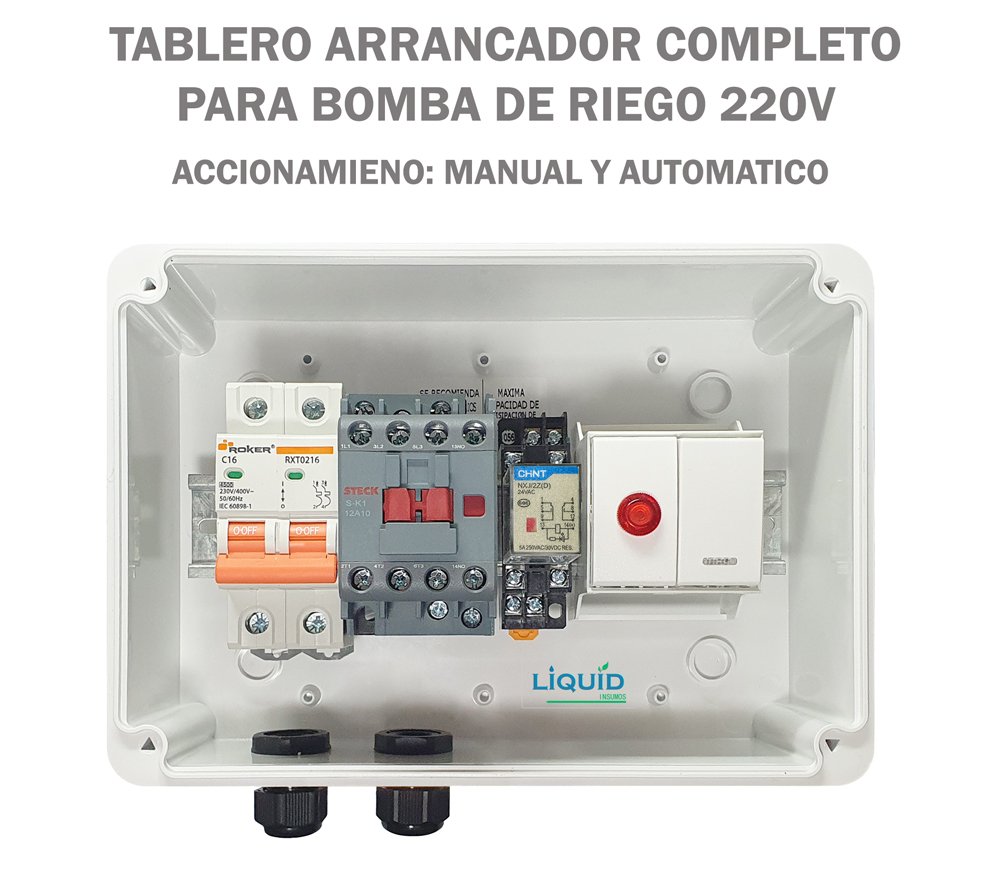 Interior del arrancador de bomba con interruptor manual