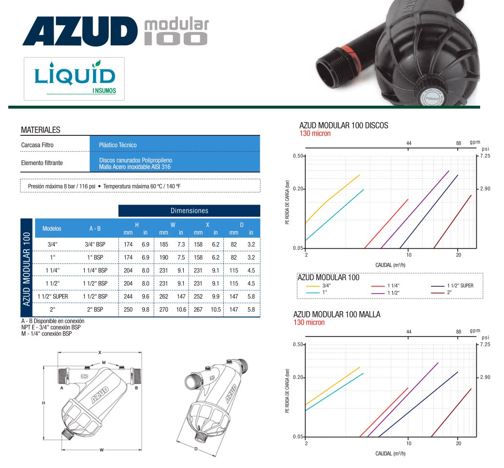 Filtro AZUD Modular 100 detalle interno
