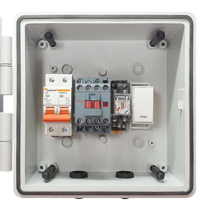 Interior del gabinete Roker IP65 tapa gris