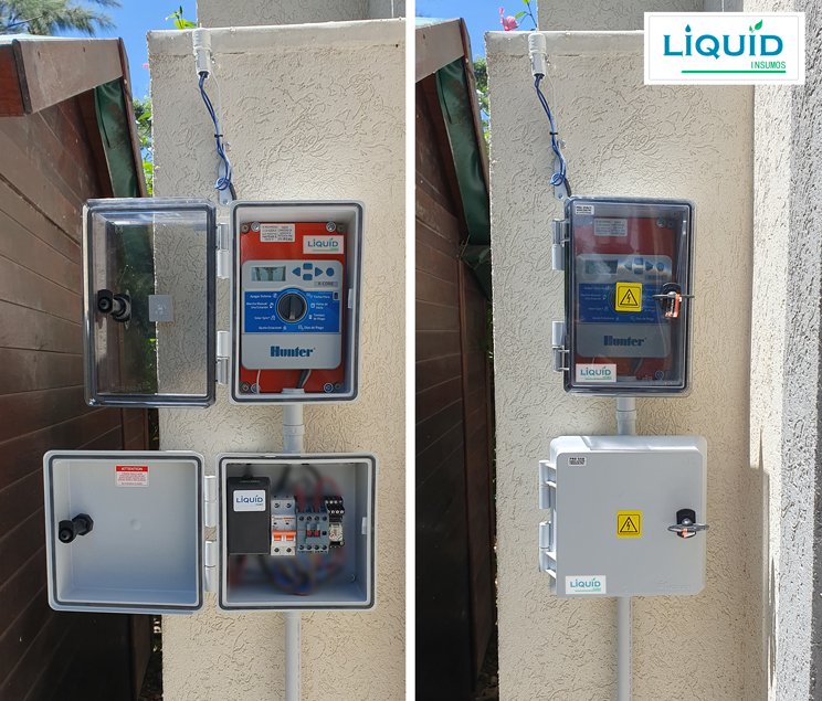 Gabinete Roker IP65 tapa gris vista interior con componentes